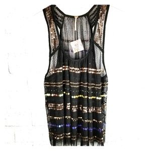 Free People Sequined Tank Top. Size M.